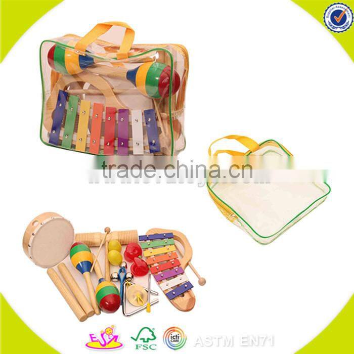 wholesale delicate wooden Tambourine toy multiple colour wooden Tambourine toy and hot selling kids wooden Tambourine W07F002