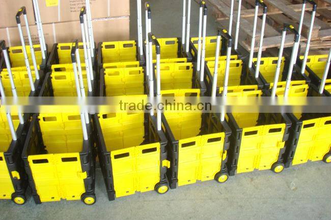 Plastic Shopping Crate with Telescopic Handle