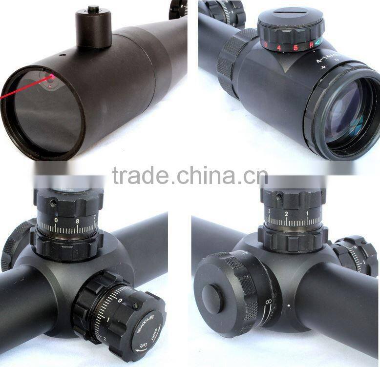 Erains Tactical Optics M14 4-14X40+R rifle scope of red green Mil-Dot Reticle with front inside red laser for Hunting Riflescope