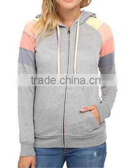 Regular fit hoodie fashionable blocked stripes shoulders cut&sew hoodies
