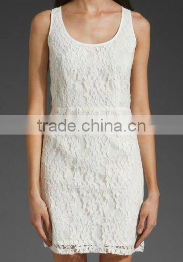 12DR042 2012 hot selling Summer Fashion ladies casual Ivory Lace dress