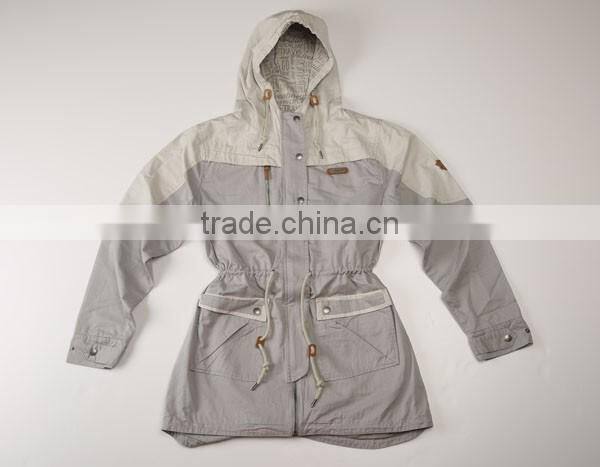 women wind-proof jackets 100%cotton long style stock clothing, stocklots garments