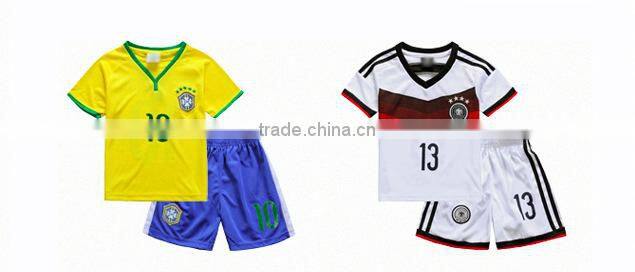 OEM Sublimated quick dry club team kids football single jersey sets 100% polyester soccer team jersey uniforms