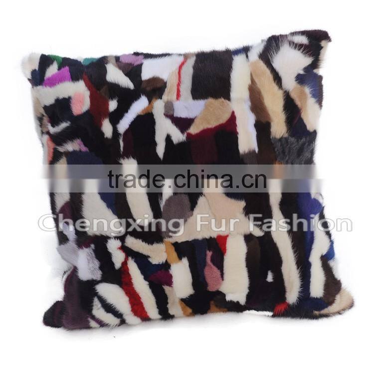 CX-D-81 Home Decoration Pillow Patchwork Mink Fur Cushion & Pillow Cover