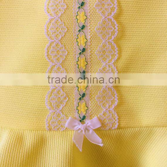 Hot selling sleeveless lace trim knitted cotton one piece casual new model child girl dress