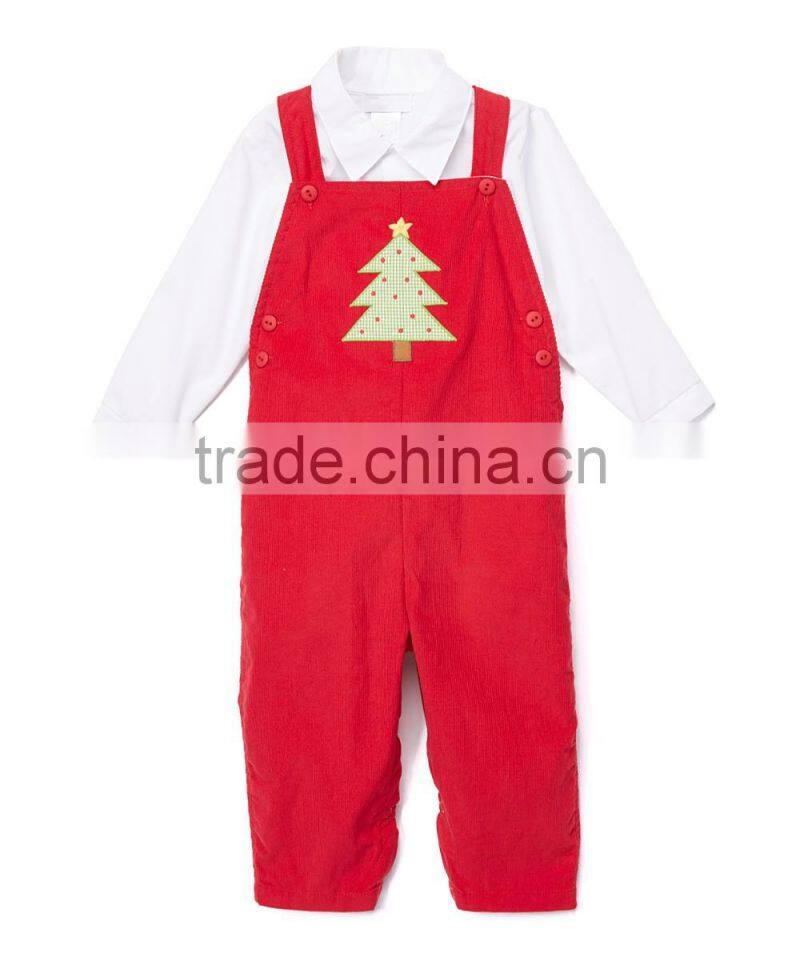 100% Cotton Christmas Tree Design Clothes Set Overall Suit Korea Kids Wear