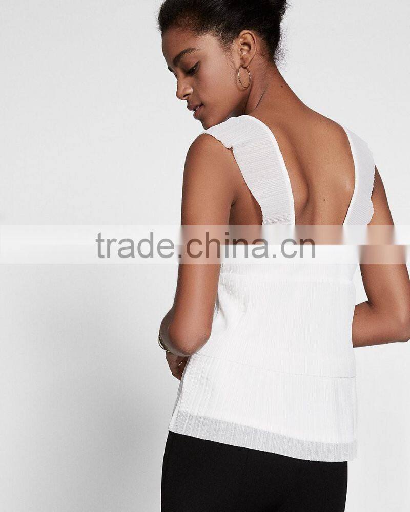 MGOO Elegant Clothing Good Quality Ladies Chiffon Tops Sleeveless Womens Crop Tops