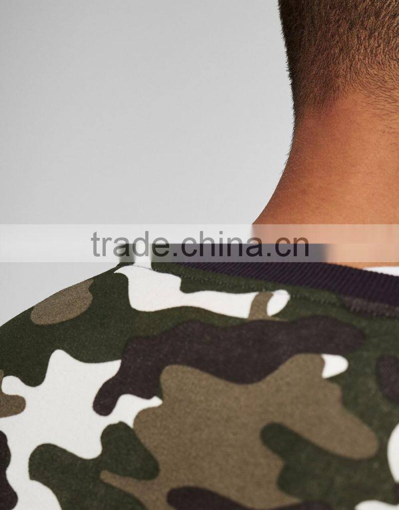 Wholesale fashion crewneck camo men sweatshirt no hood
