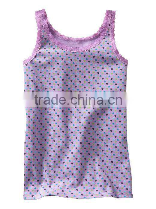 GIRLS ALLOVER PRINTED TANK TOP WITH RUFFLED LAYER