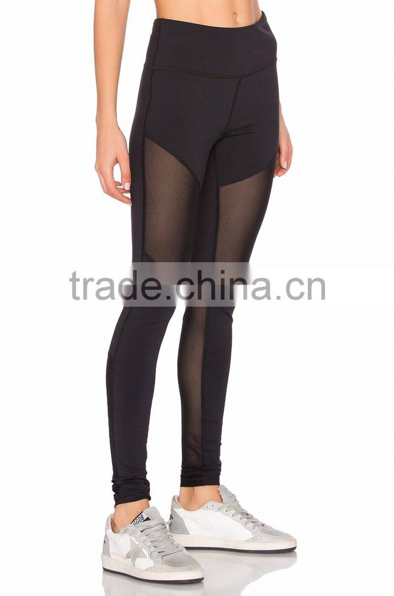 Hot selling custom design women colorful mesh insert yoga pants/sheer mesh yoga leggings