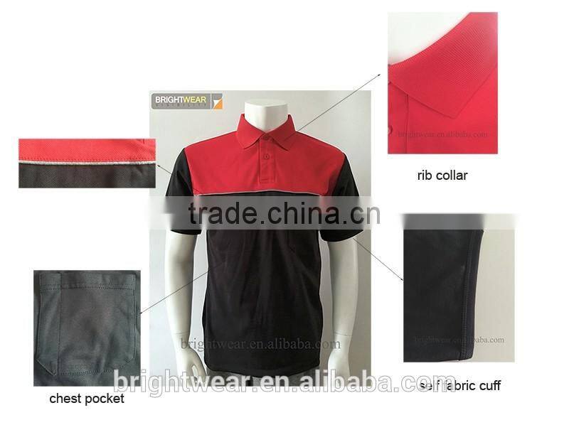 Contrast piping pique fabric short sleeve chest pocket custom polo shirt