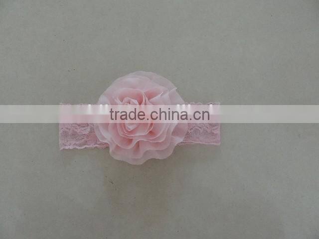 baby lace tulle headband cotton flower elastic craft floral kids hairband 2016 wholesale
