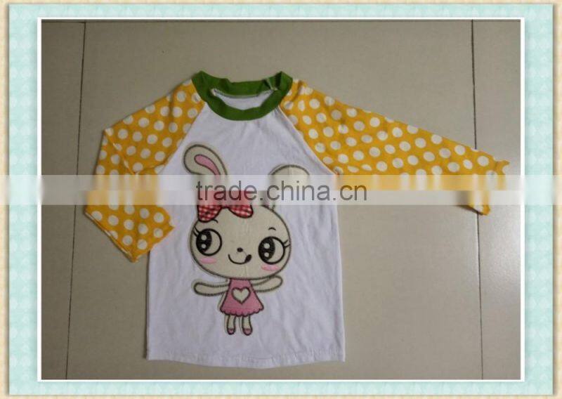 Wholesale children clothes girls boutique clothes rabbit appliqued design T- shirt