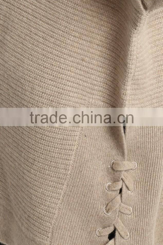 Oversized Half Sleeve Sweater Women with Hood and Drawstring Along the Side