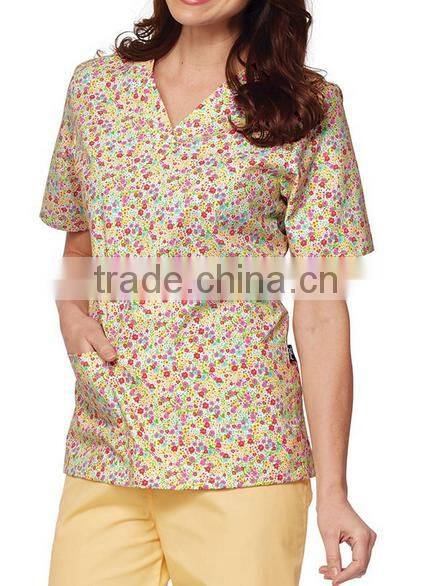 OEM service disposable cheap printed nursing scrubs medical