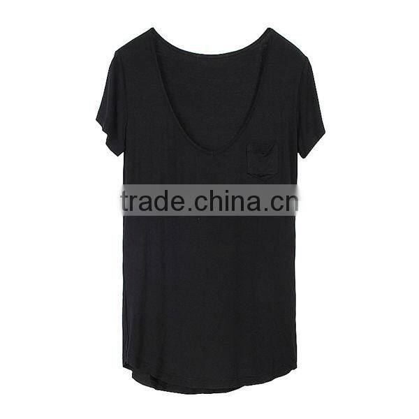 OEM Private Label Cotton Deep V Neck T Shirts For Women