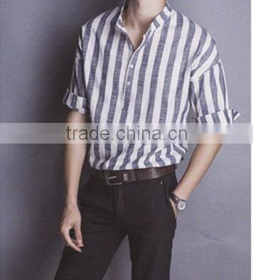 Linen shirt collar male 7 minutes of sleeve casual shirts