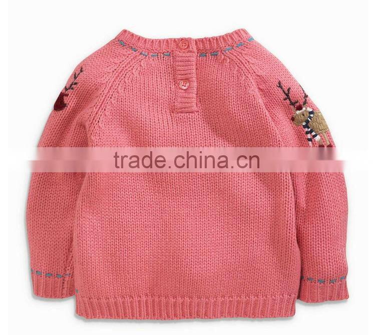 Pink Snowman Embroidery Children Baby Sweater Designs For Girl