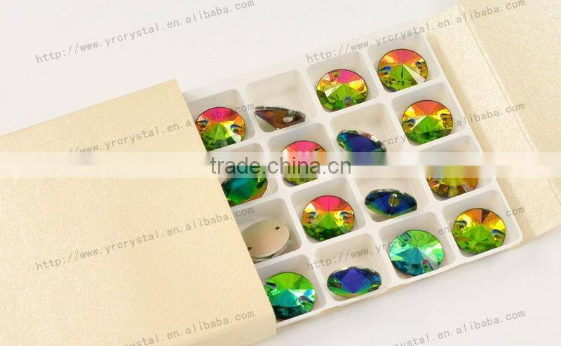 AB color flat back sew on stones for wedding dress