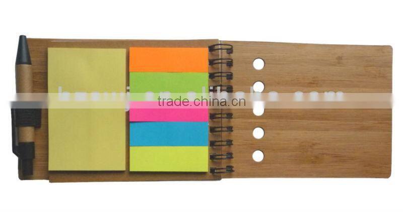 Promotion bamboo wood cover metal spiral notebook made in China