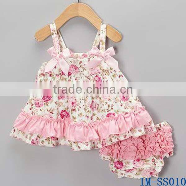 Yiwu Imee Wholesale Baby Girls 4th of July Cotton Clothing Sets with Ruffles IM-SS007