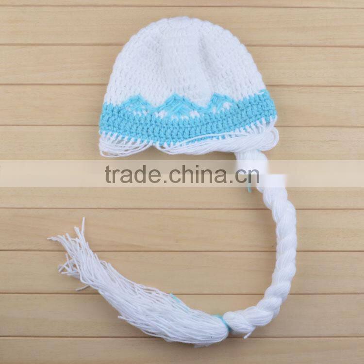 Newborn Baby Girls the Frozen Elsa Anna Hat w/ Hair Cap Braid Knitting