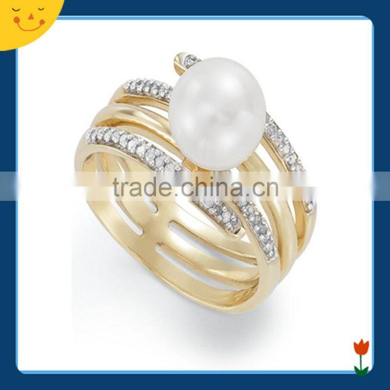 2015 newest wedding jewelry design silver pearl ring for women