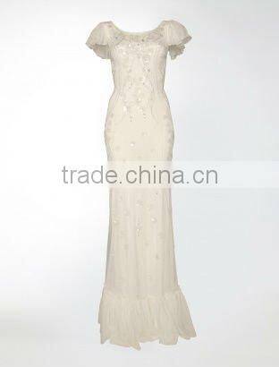 colummn /sheath luxurious sequined,beaded white evening dress/gown floor-length dress EDTT2
