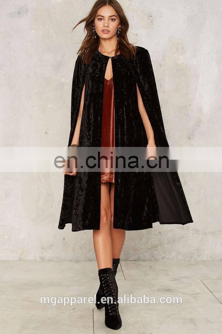 Wholesale fashion women capes sleeveless women long velvet blazers
