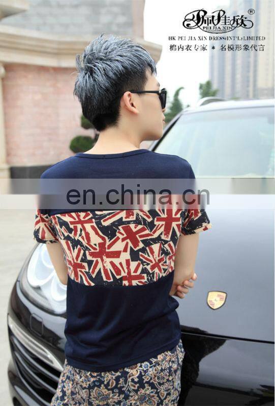 Peijiaxin Fashion Design Casual Style Flag Montaged T shirt with Wholesale Price