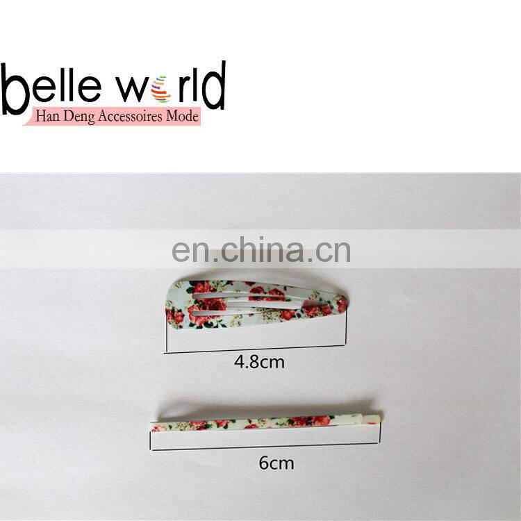 Hot Sell Fashion Flower Print Matel Hair Snap Clips and Bobby Pins