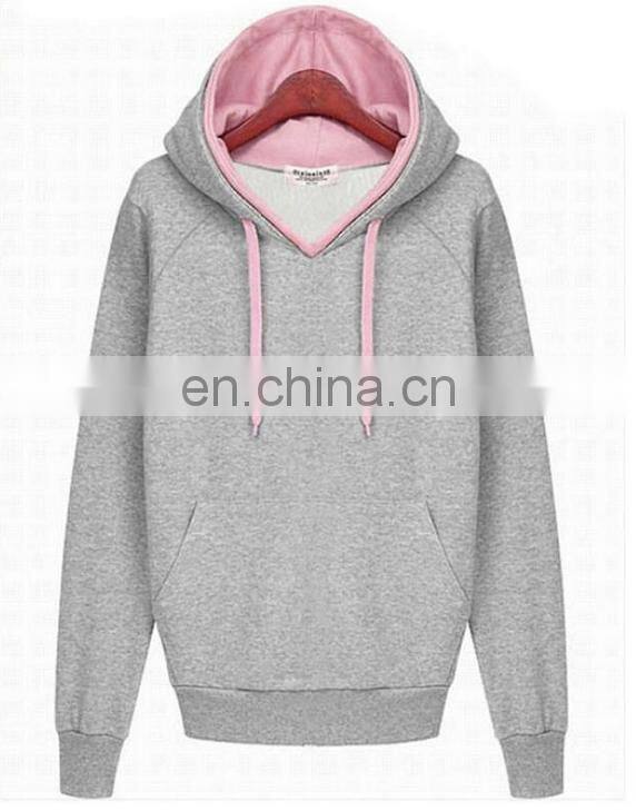 OEM Women Clothing 100% Cotton Plain Pullover Double- Hood Sweatshirt