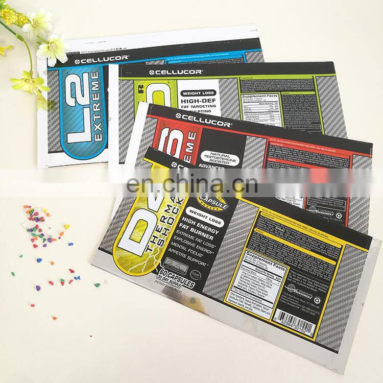Colorful printing sticker labels weight loss high energy drink adhesive PVC label with embossing