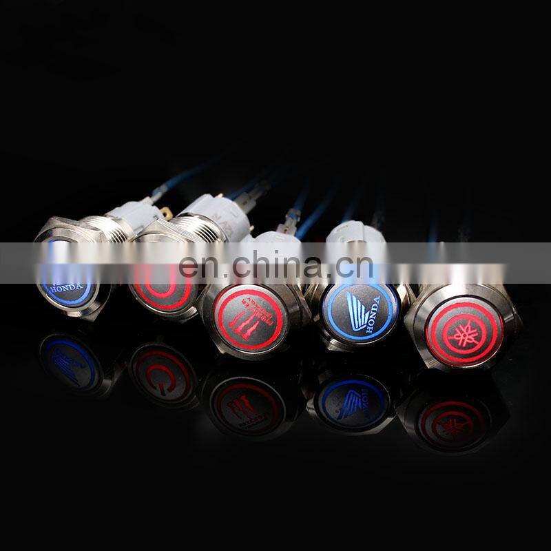 16mm  Customized Waterproof Car Styling LED Metal Car Switch Metal Pushb Button Switch Custom-made