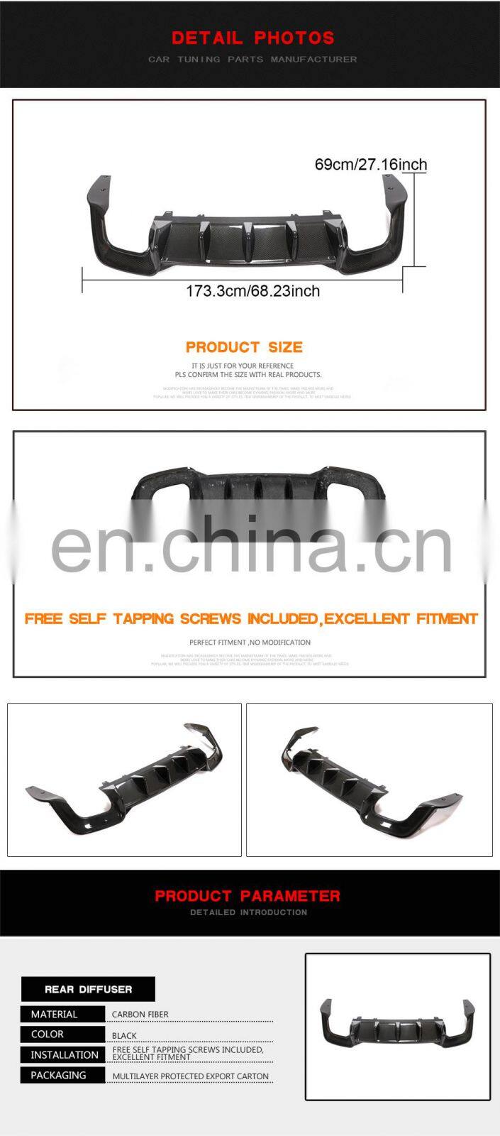 Prepreg Dry Carbon Fiber S5 Car Rear Diffuser Lip for Audi S5 B9 A5 SLINE Sportback 4-Door 2020 2021