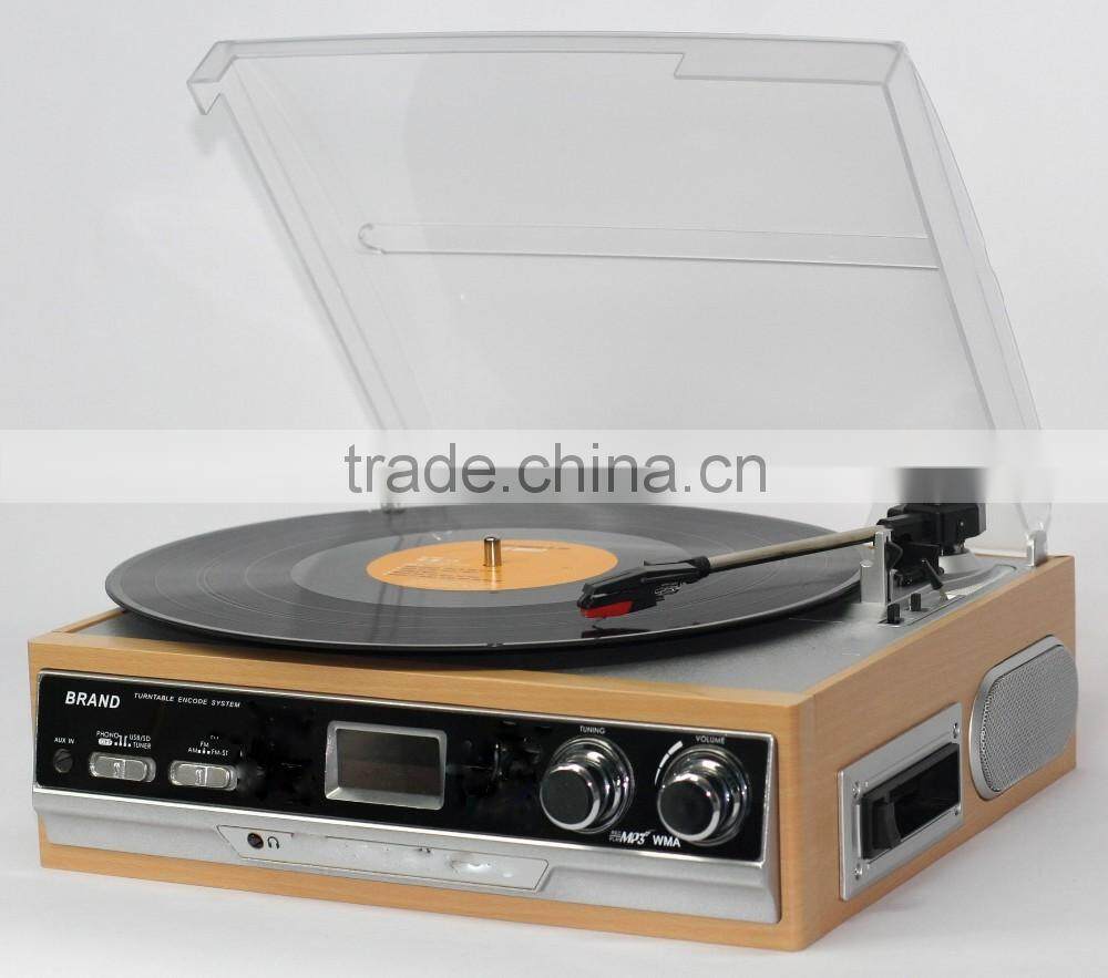 Classic Vintage Design Turntable USB Vinyl Record Machine With Stereo System
