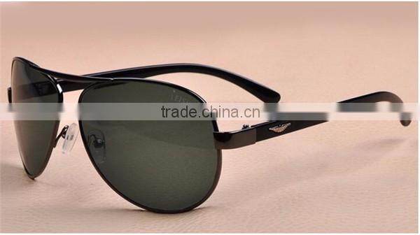 uv400 metal frame glass lens big size frog style sunglasses 2016