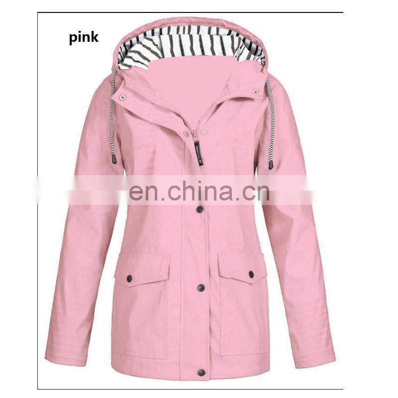 Manufacturer customized brand printing/embroidered women's mid-length loose large size windproof raincoat jacket crop top