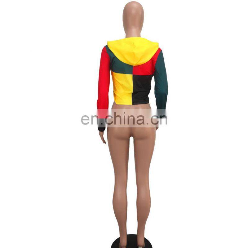 Spring and summer new hooded casual sports sweater hooded stitching fashion loose large size manufacturers wholesale custom