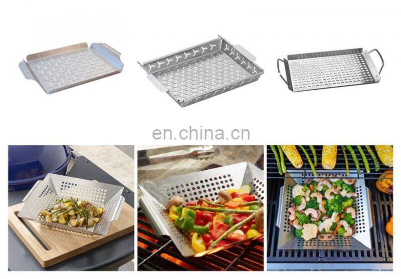 Outdoor Stainless Steel Smokeless Rectangle Non Stick Universal Flame Bbq Fish Pizza Roasting Griddle Grill Pan