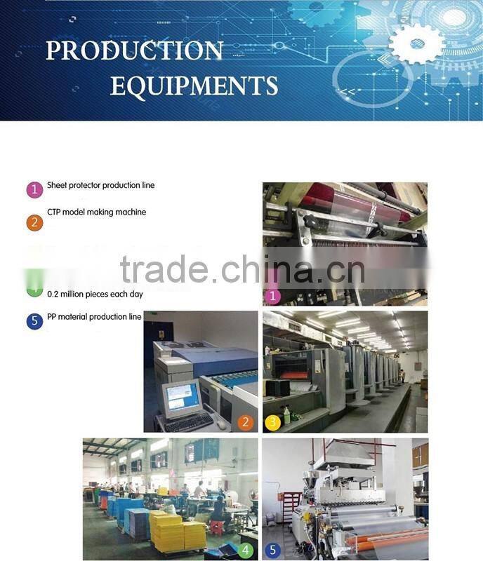 a4 size custom printed pp plastic L shape document clear file folder with inserts