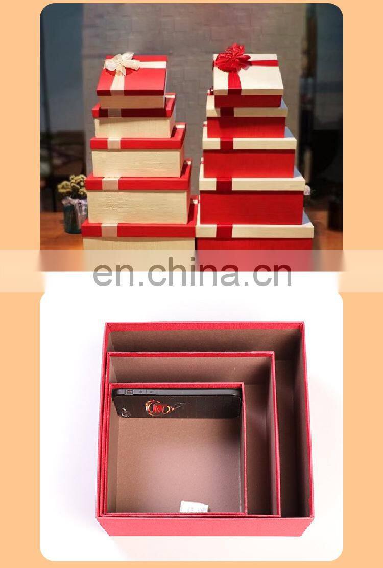 Factory Outlet Popular Design Custom romantic party wedding lovely birthday luxury packing paper gift boxes with red bow