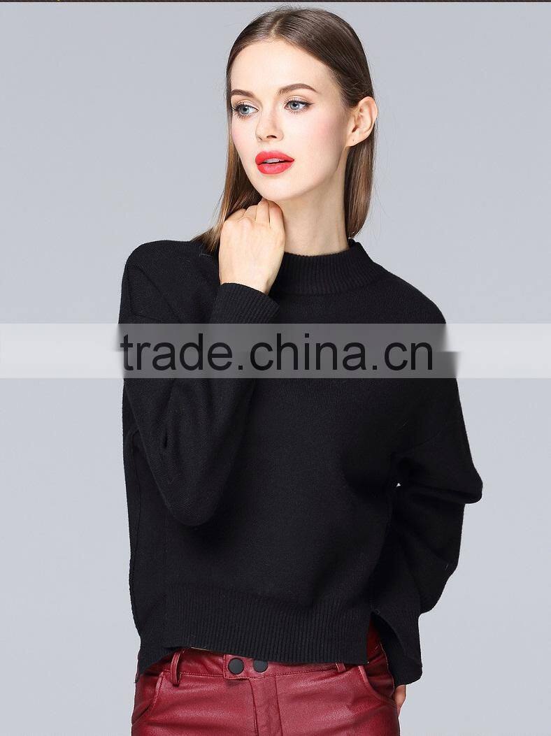 Korea design long sleeve pullover wool sweater design for girls