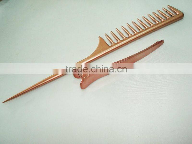 good quality top selling new fashion metallic rose golden color plastic hair brush