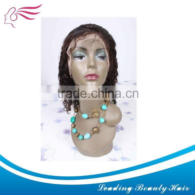 Wholesale 100% virgin human hair full lace wig in black and curly