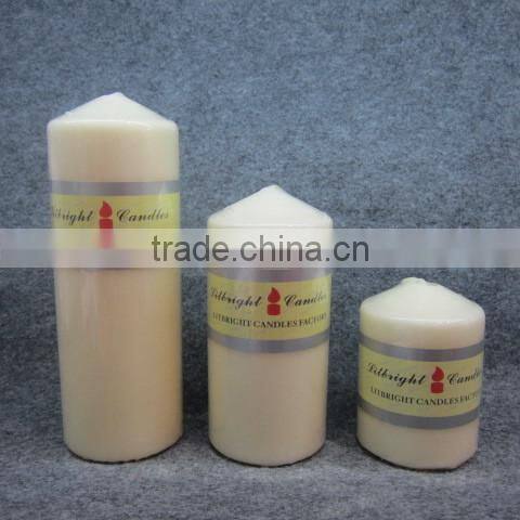 white solid pillar/ multi-colored solid pillar candle