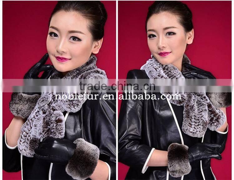 luxury 2015 new trends fancy rex rabbit fur pompon female Winter neckerchief