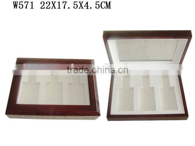 Wholesale 5 Grids Glossy Wood Perfume Gift packaging Box With Clear Window W572