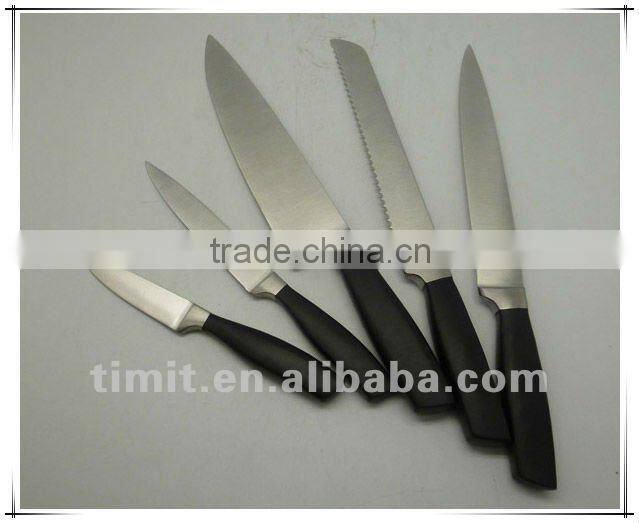 6pcs stainless steel solid handle good quality with block kitchen knife Set