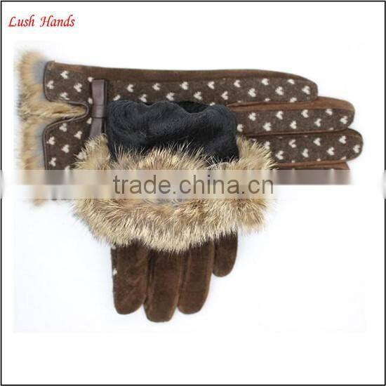 Lady's simple style spandex velvet warm gloves with supersoft polyester lining